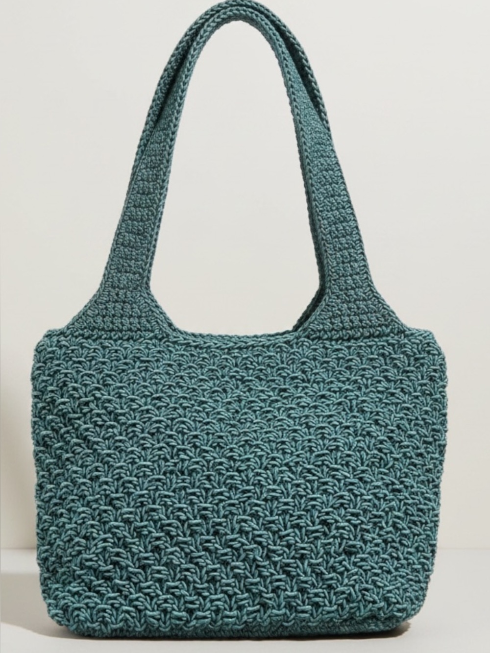 Vintage Liz Claiborne Woven Knit Shoulder Bag Teal Boho Mini Purse